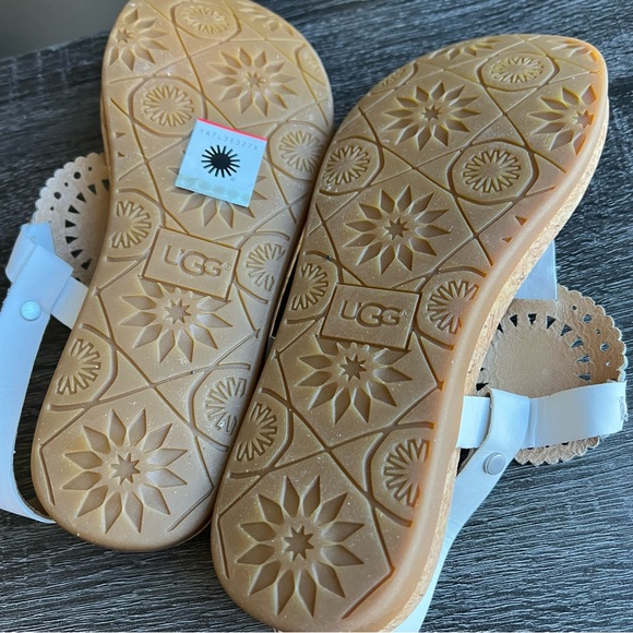 NWOT UGG Ayden White Perforated Leather Sling Back Sandals US5.5 EU36.5 - Picture 10 of 11